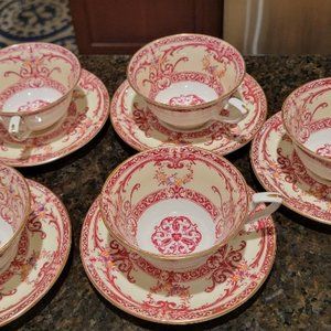 39  Royal Worcester Scrolls Numbered Pink Bone China set.